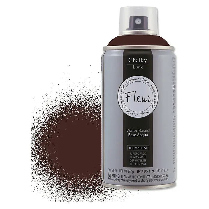 Fleur Pintura decorativa en spray Chalky Look - Burntumber, Mate, 300 ml - Bote de pintura Fleur Chalky Look Designer en marrón oscuro, ideal para acabados mate y proyectos de bricolaje.