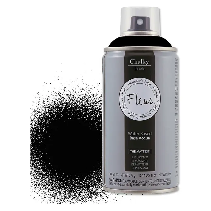 Fleur Pintura decorativa en spray Chalky Look - Negro, Mate, 300 ml - Pintura en aerosol Fleur Chalky Look Designer a base de agua.