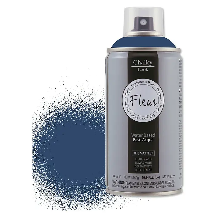 Fleur Pintura decorativa en spray Chalky Look - Tendetter Blau, Mate, 300 ml - Un aerosol de pintura "Chalky Look" de Fleur Designer's Paint, ideal para proyectos DIY y para renovar muebles con un toque elegante.