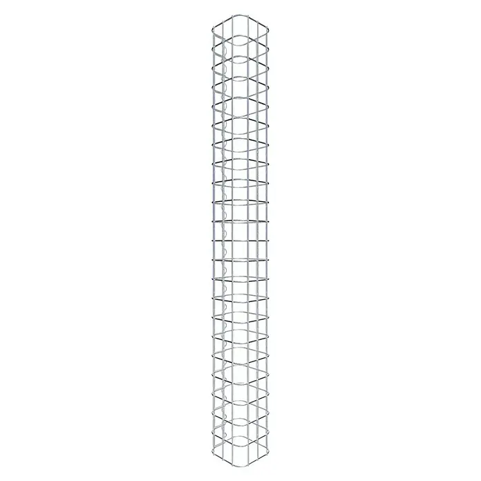 Gabiona Gabionensäule - 17 x 17 x 110 cm, Stahl, Maschenbreite: 50 mm, Maschenhöhe: 50 mm - Abbildung eines detailreichen, weißen Gerüstturms, der eine beeindruckende Höhe erreicht und dessen filigrane Struktur sichtbar ist.
