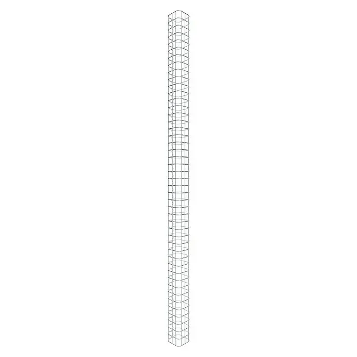 Gabiona Gabionensäule - 17 x 17 x 230 cm, Stahl, Maschenbreite: 50 mm, Maschenhöhe: 50 mm - Ein hohes, schlankes Gebäude mit einer Fassade aus sich wiederholenden, rechteckigen Mustern, die ein Raster bilden. Architektonisch eindrucksvoll.