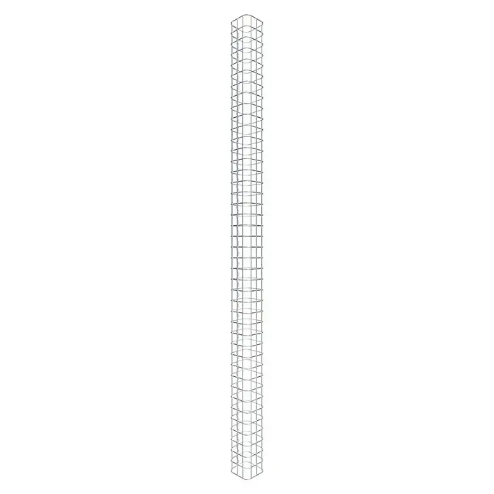 Gabiona Gabionensäule - 17 x 17 x 210 cm, Stahl, Maschenbreite: 50 mm, Maschenhöhe: 50 mm - Detailaufnahme eines Wolkenkratzers im Bau, der durch sein filigranes Stahlgerüst und die Rasterstruktur aus Fensterausschnitten besticht.
