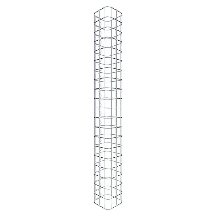 Gabiona Gabionensäule - 17 x 17 x 100 cm, Stahl, Maschenbreite: 50 mm, Maschenhöhe: 50 mm - Bild eines Rankturms aus Metall, ideal für Kletterpflanzen im Garten oder auf dem Balkon. Die Struktur bietet Halt und Ästhetik.