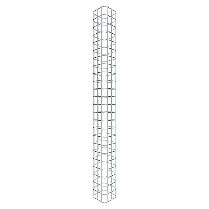 Gabiona Gabionensäule - 17 x 17 x 120 cm, Stahl, Maschenbreite: 50 mm, Maschenhöhe: 50 mm - Schlanker, sechseckiger, silberner Hydrokulturturm, der sich ideal für den Anbau von Pflanzen auf kleiner Fläche eignet.