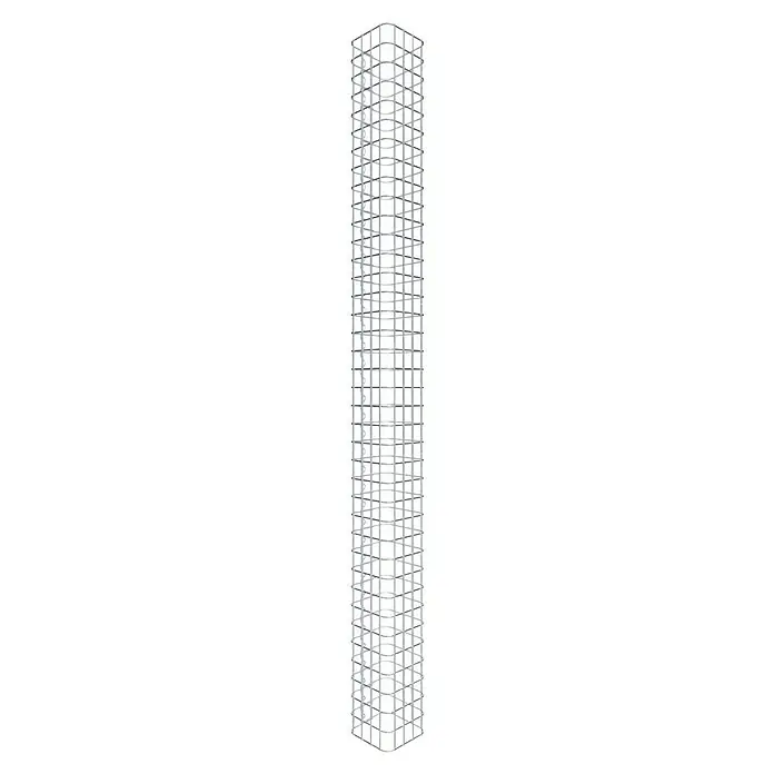 Gabiona Gabionensäule - 22 x 22 x 190 cm, Stahl, Maschenbreite: 50 mm, Maschenhöhe: 50 mm - Hochhaus-Skelettbauweise mit offener Fassade, das die innere Struktur und das Design des Gebäudes hervorhebt. Die filigrane Bauweise ist eindrucksvoll.