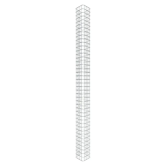 Gabiona Gabionensäule - 22 x 22 x 210 cm, Stahl, Maschenbreite: 50 mm, Maschenhöhe: 50 mm - Aufnahme eines schlanken, silbernen Hochhausmodells mit einem filigranen, gitterartigen Außendesign. Perfekt für Architektur-Enthusiasten und Sammler.