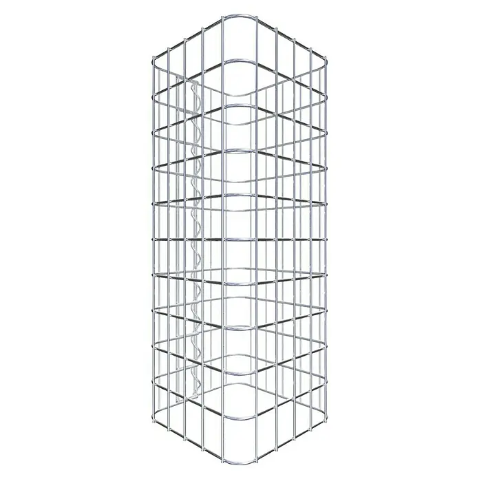 Gabiona Gabionensäule - 27 x 27 x 50 cm, Stahl, Maschenbreite: 50 mm, Maschenhöhe: 50 mm - Moderne Flaschenregal-Konstruktion mit schlichtem Design und spiralförmiger Innenstruktur. Das Regal bietet viel Stauraum für Weinflaschen.