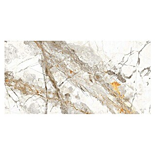 Feinsteinzeugfliese Marble Visage (60 x 120 cm, Weiß/Grau/Gold, Glänzend)