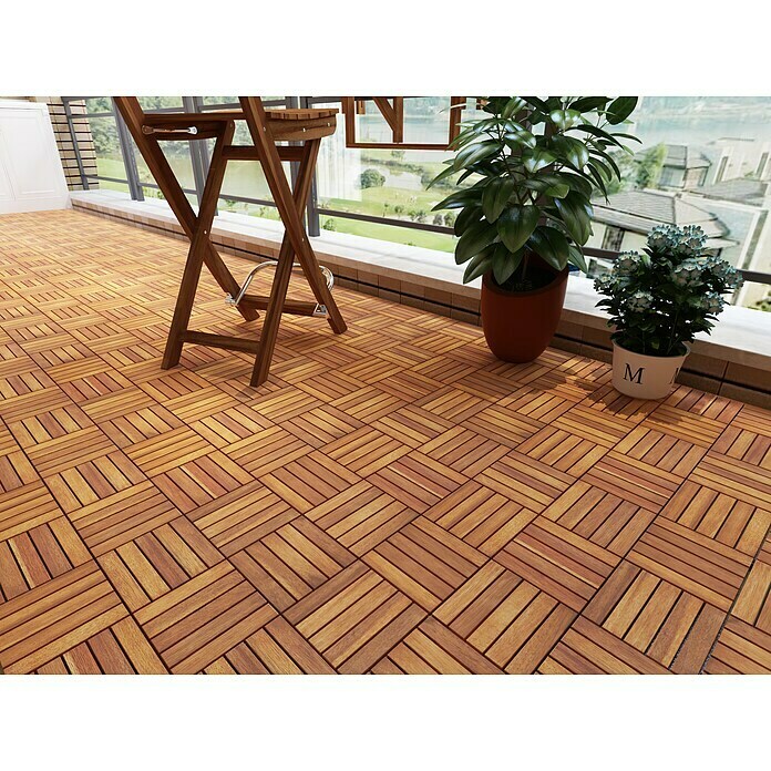 Interbuild Klickfliese (Akazie, 30 x 30 x 1,5 cm, 10 Stk., Golden Teak) | BAUHAUS