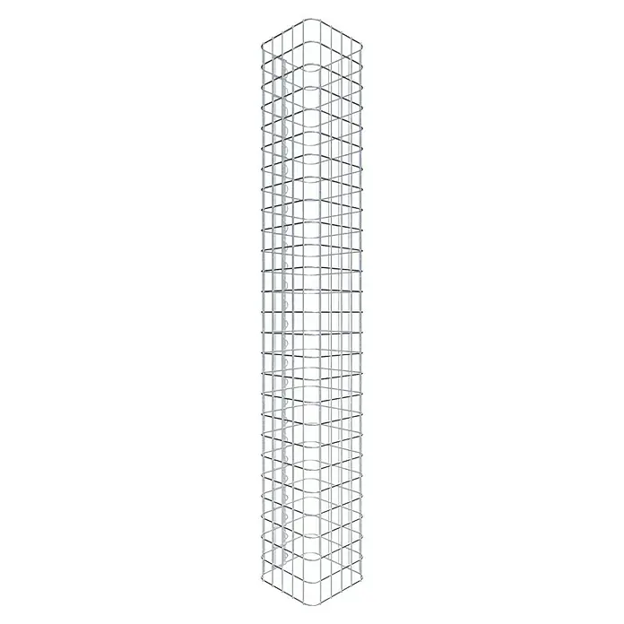 Gabiona Gabionensäule - 27 x 27 x 130 cm, Stahl, Maschenbreite: 50 mm, Maschenhöhe: 50 mm - Detailaufnahme eines Turmskeletts, das eine robuste und dennoch filigrane Struktur zeigt, ideal für moderne Architektur-Visualisierungen.