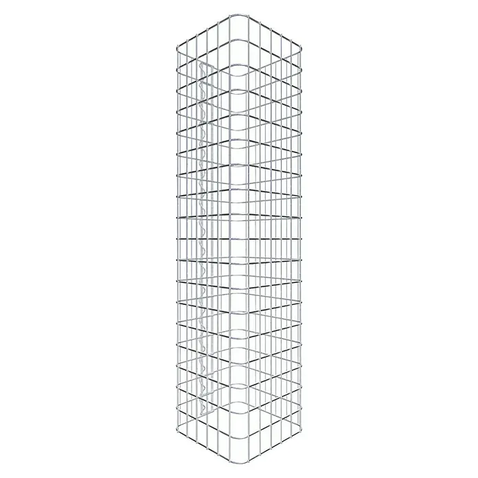 Gabiona Gabionensäule - 32 x 32 x 90 cm, Stahl, Maschenbreite: 50 mm, Maschenhöhe: 50 mm - Abstraktes Bild einer grauen Struktur, die ein faszinierendes, modernes Design offenbart, perfekt für minimalistische Dekorationen.
