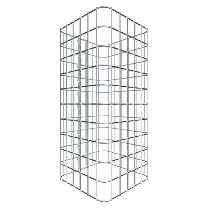Gabiona Gabionensäule - 32 x 32 x 50 cm, Stahl, Maschenbreite: 50 mm, Maschenhöhe: 50 mm - Drahtgitterkäfig mit quadratischen Maschen für sichere Aufbewahrung und Schutz, ideal für verschiedene Anwendungen.