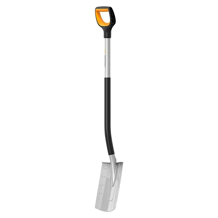 Fiskars Xact Gärtnerspaten - Arbeitsbreite: 19,2 cm, Blattform: Rund, Länge: 1,2 m - Fiskars Schneeschaufel mit ergonomischem Griff und robuster Schaufel für effizientes Schneeräumen.