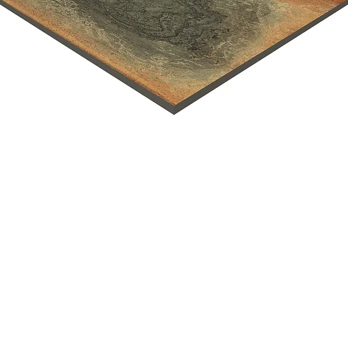 Feinsteinzeugfliese Oxyde - 60 x 120 cm, Grün, Glänzend - Nahaufnahme einer strukturierten Platte mit interessanten Farbverläufen und einer dezenten Maserung.