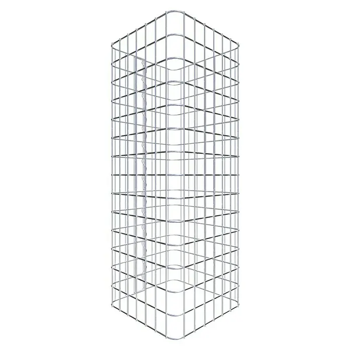 Gabiona Gabionensäule - 37 x 37 x 70 cm, Stahl, Maschenbreite: 50 mm, Maschenhöhe: 50 mm - Silberfarbener Stahlrahmen für Lagerung. Das robuste Design bietet zuverlässige Stabilität und moderne Optik für eine sichere Lagerung.