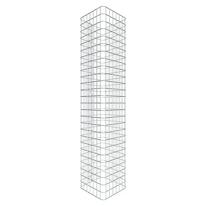Gabiona Gabionensäule - 37 x 37 x 130 cm, Stahl, Maschenbreite: 50 mm, Maschenhöhe: 50 mm - Abbildung eines würfelförmigen Stahlregals.