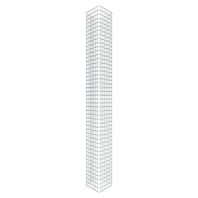 Gabiona Gabionensäule - 37 x 37 x 230 cm, Stahl, Maschenbreite: 50 mm, Maschenhöhe: 50 mm - Aufnahme eines modernen Hochhaus-Skeletts mit zahlreichen übereinanderliegenden Stockwerken, das Stabilität und architektonische Innovation vereint.