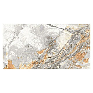Feinsteinzeugfliese Marble Visage (30 x 60 cm, Weiß/Grau/Gold, Glänzend)