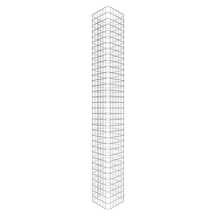 Gabiona Gabionensäule - 32 x 32 x 170 cm, Stahl, Maschenbreite: 50 mm, Maschenhöhe: 50 mm - Abbildung eines hohen, skelettartigen Bauwerks mit einer Gitterstruktur, die ein modernes architektonisches Design zeigt.\n