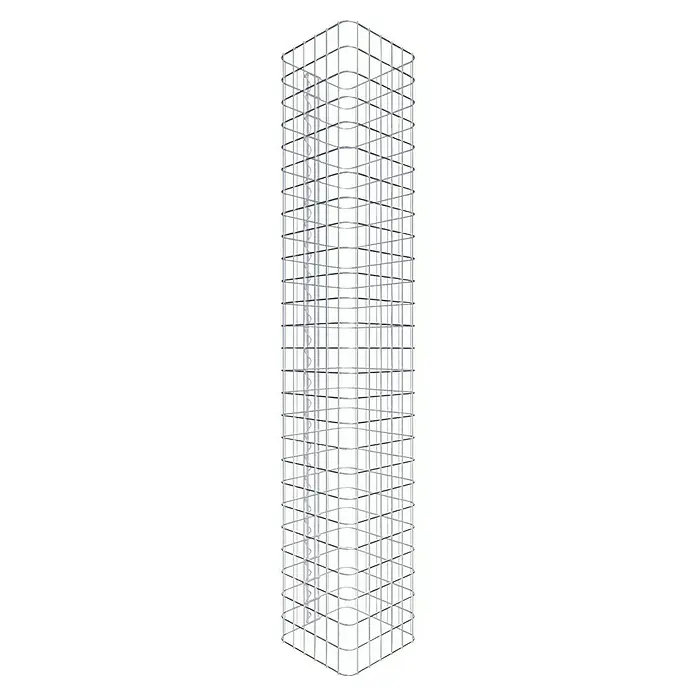 Gabiona Gabionensäule - 32 x 32 x 130 cm, Stahl, Maschenbreite: 50 mm, Maschenhöhe: 50 mm - Detailaufnahme eines hohen, rechteckigen Regalrahmens aus Metall mit zahlreichen Fächern, ideal für Lagerung.
