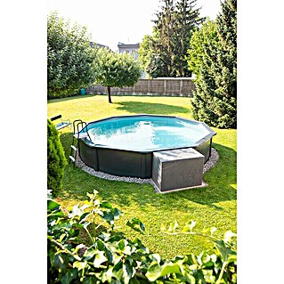 Steinbach Stahlwand-Pool Nuovo de Luxe II (Ø x H: 360 x 120 cm, Grau/Grau, 11.000 l)