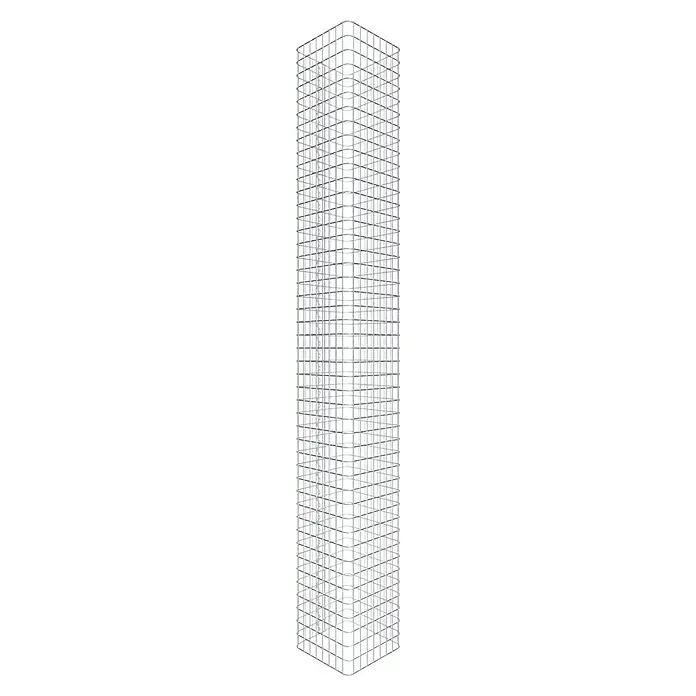 Gabiona Gabionensäule - 42 x 42 x 230 cm, Stahl, Maschenbreite: 50 mm, Maschenhöhe: 50 mm - Ansicht des weißen modularen Regalsystems mit quadratischen Fächern. Modernes Design für Wohn- und Büroumgebungen mit vielseitigen Aufbewahrungsmöglichkeiten.