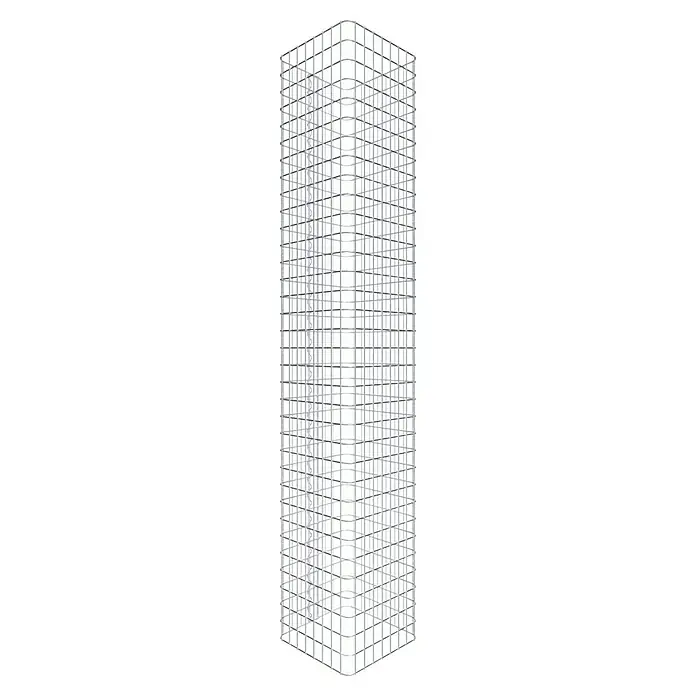 Gabiona Gabionensäule - 42 x 42 x 170 cm, Stahl, Maschenbreite: 50 mm, Maschenhöhe: 50 mm - Ansicht eines filigranen Hochhausmodells mit detailreichem Gittermuster, das die Architektur und Konstruktion betont.