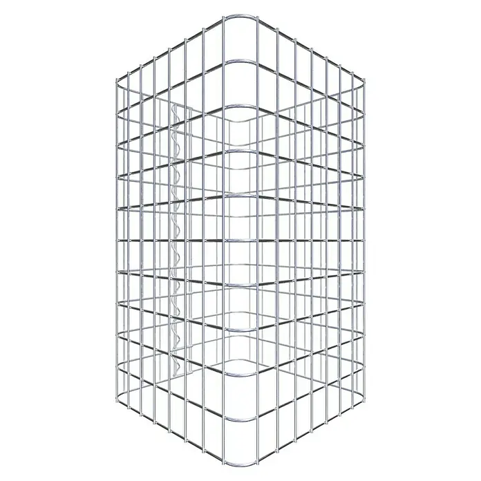 Gabiona Gabionensäule - 42 x 42 x 50 cm, Stahl, Maschenbreite: 50 mm, Maschenhöhe: 50 mm - Metallstruktur mit einem spiralförmigen Treppenhaus in einem modernen Design.