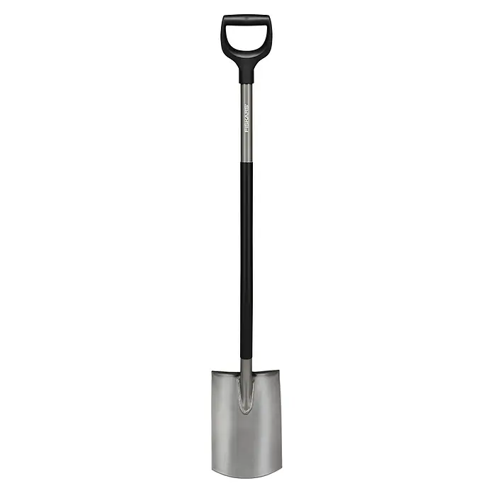 Fiskars Ergonomic Gärtnerspaten - Rund, 1,25 m - Eine Fiskars Spaten mit einem D-Griff, der das Graben und Umsetzen von Erde erleichtert. Das Werkzeug ist robust und langlebig.