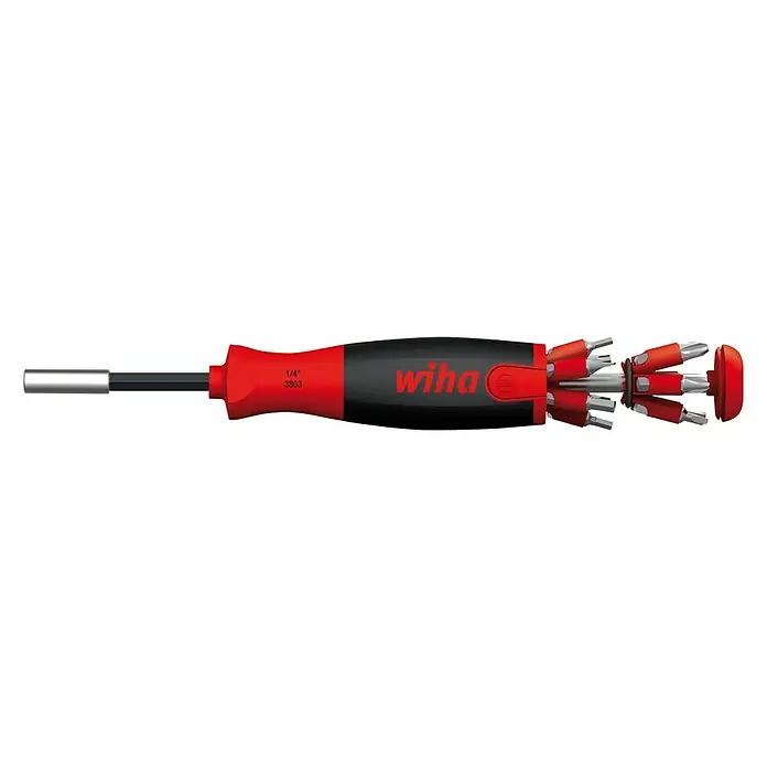 Wiha Schraubendreher mit Bit-Magazin LiftUp - 13 -tlg. - Wiha Schraubendreher-Set mit Bits, ideal für verschiedene Schraubanwendungen. Kompaktes Design mit auswechselbaren Bits für maximale Flexibilität.
