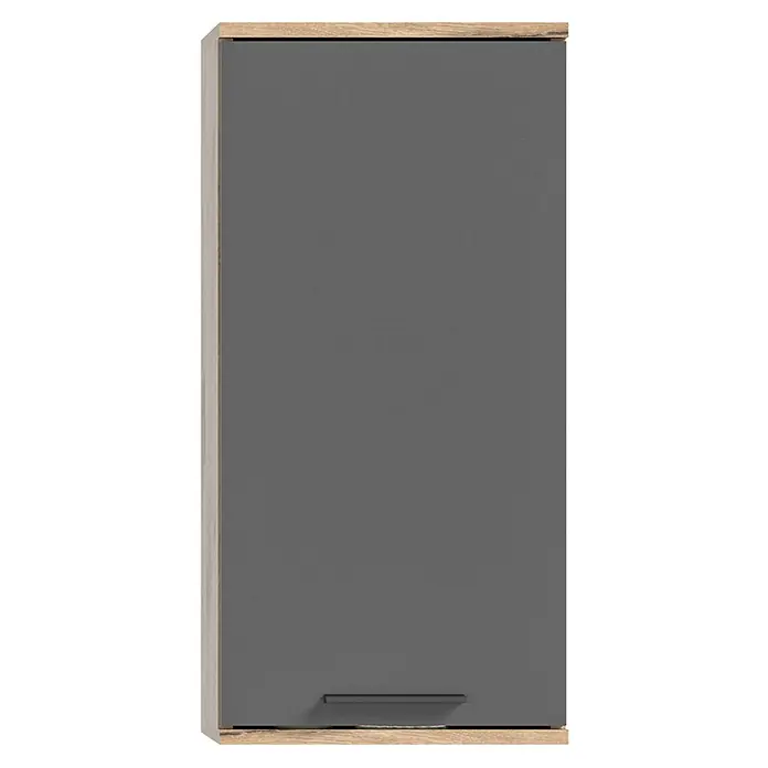 xonox.home Mason Hängeschrank Mason - 37 x 24 x 77 cm, Nox Oak/Basalt Grau - Schrank mit grauer Tür und Holzrahmen, ideal für moderne Wohnräume, bietet stilvollen Stauraum.