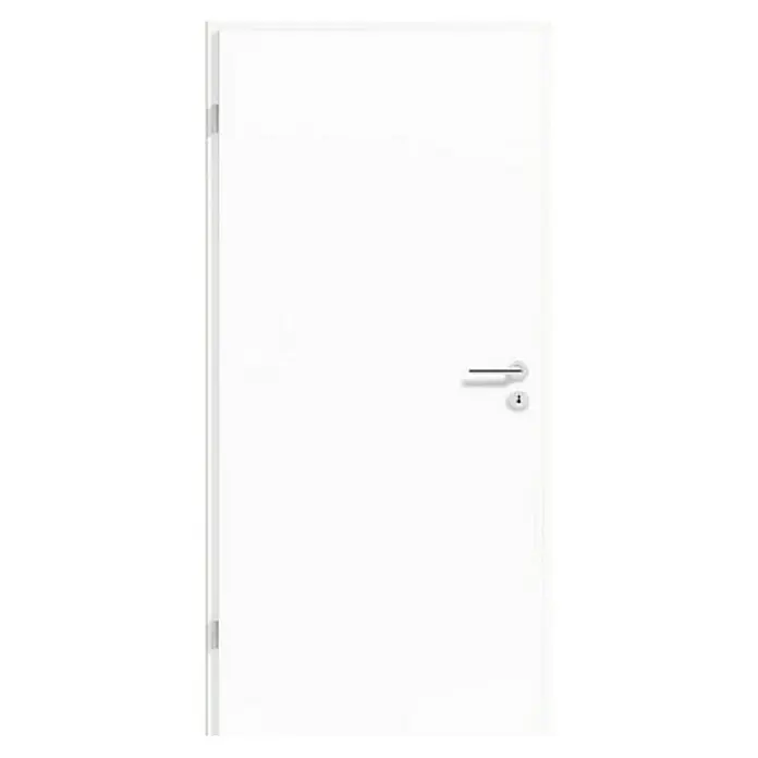 GetaDoor Laminit Zimmertür GL 222 - 735 x 1.985 mm, DIN Anschlag: Links, Arctic Weiß, Röhrenspan - Eine schlichte, weiße Innentür mit einem modernen Türgriff. Die Tür bietet eine minimalistische Ästhetik und Funktionalität für jeden Raum.