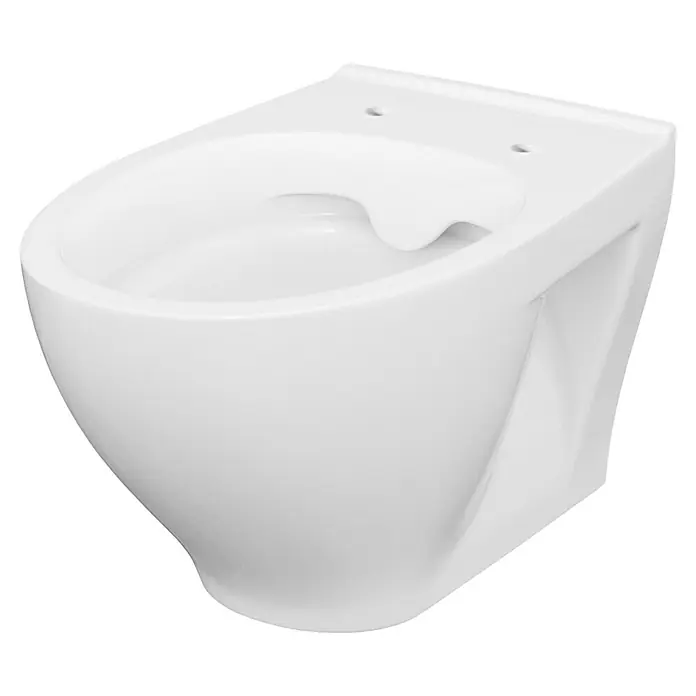 Camargue New York Wand-WC 2.0 - Spülrandlos, Ohne Spezialglasur, Spülform: Tief, WC Abgang: Waagerecht, Weiß - Eine moderne, wandhängende Toilette in strahlendem Weiß, die durch ihr minimalistisches Design und ihre sauberen Linien besticht.