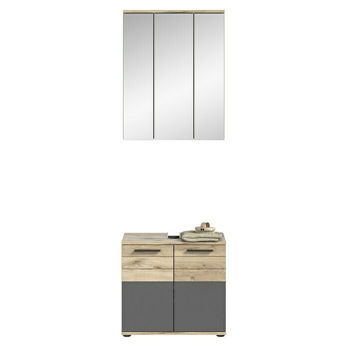 xonox.home Mason Badmöbel-Set Mason (2 -tlg., Gesamtbreite Badmöbel: 60 cm, Nox Oak/Basalt Grau, Matt) | BAUHAUS