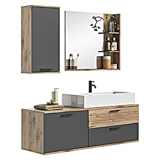 Badmöbel-Set Mason (140 cm, Nox Oak/Basalt Grau, Matt, 3 -tlg.)