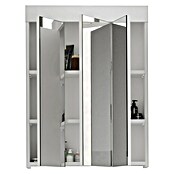 Armadietto A Specchio Con Luce Per Bagno - 60x70x18 Cm, Bianco Lucido, 3 Ante, 6 Ripiani Regolabili, Illuminazione Integrata