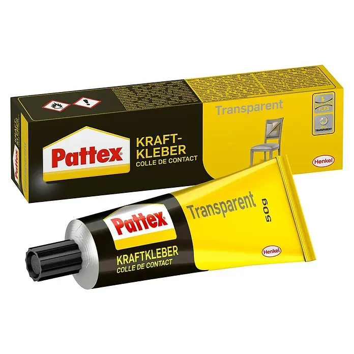 Pattex Kraftkleber Transparent - 50 g, Tube - Produktfoto von Pattex Kraftkleber Transparent, ideal für vielfältige Klebeanwendungen im Haushalt.