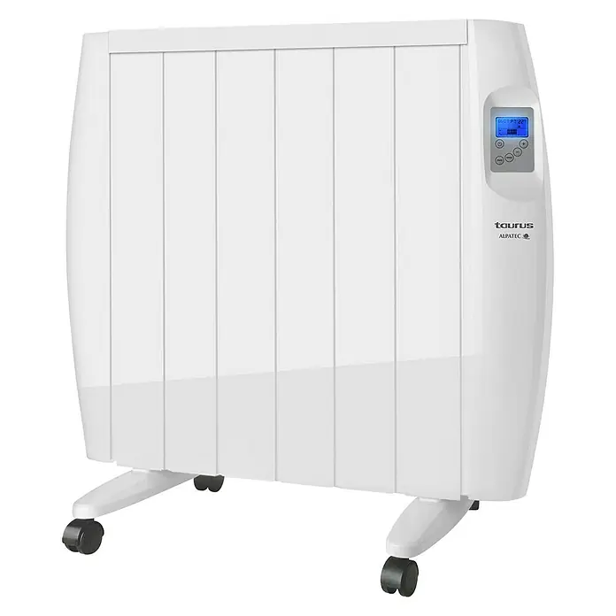 Taurus Konvektorheizung Malbork - 1.200 W, Raumgröße bis ca. 12 m², Weiß - Weißer Taurus Alpatec Heizkörper mit digitaler Steuerung und Rollen für flexible Platzierung.