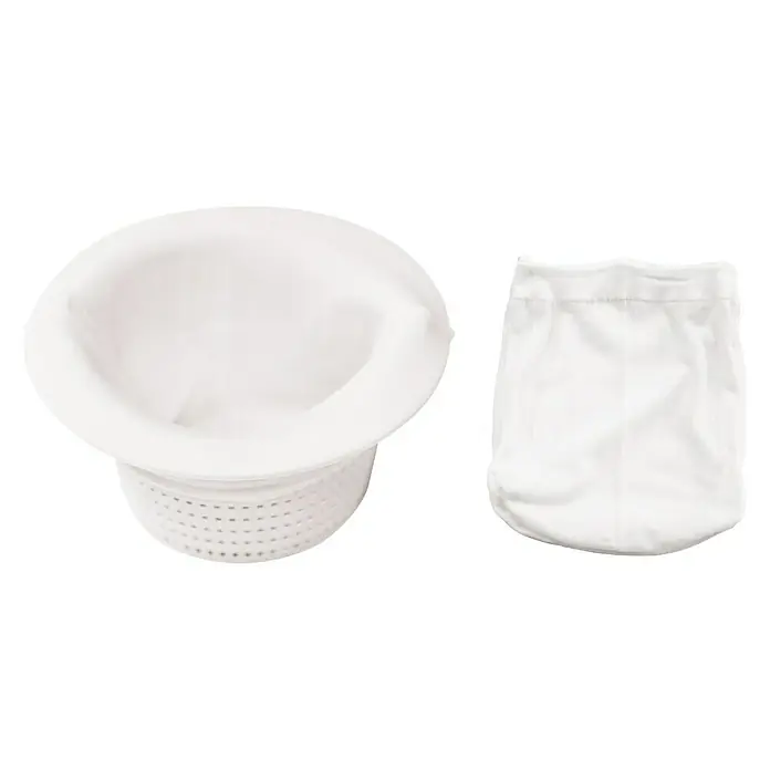 Steinbach Filtro de repuesto para skimmer - 12 ud., Blanco - Una cesta de filtro de piscina blanca con dos bolsas de filtro para la limpieza eficaz de piscinas y jacuzzis.