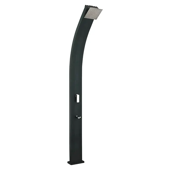 Steinbach Solardusche Slim Line Deluxe - Höhe: 225 cm, Aluminium, Schwarz, 24 l - Freistehende, schwarze Duschsäule mit quadratischem Duschkopf und Armatur für ein modernes Badezimmerdesign.\n