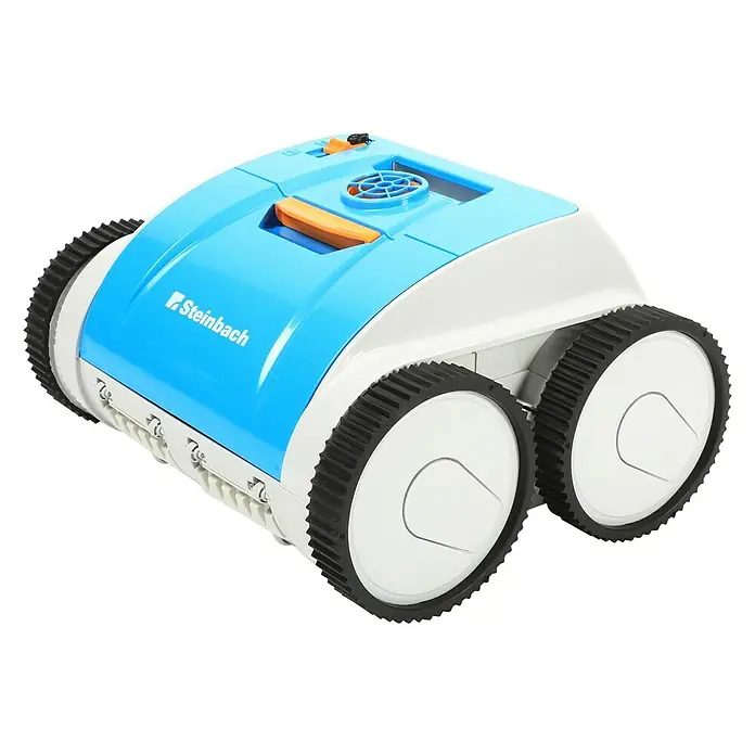 Steinbach Poolroboter - Geeignet für: Alle Beckenformen, 10.000 l/h - Der Steinbach Poolroboter mit blau-weißer Abdeckung und robusten Rädern ist für die gründliche Reinigung Ihres Pools konzipiert.