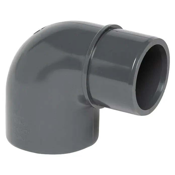 Steinbach Reduzierwinkel PVC 90° PN16 40/50 x 50 - PVC - Graues PVC-Rohrbogenstück für Sanitärinstallationen mit einem 90-Grad-Winkel, geeignet für verschiedene Anwendungen.