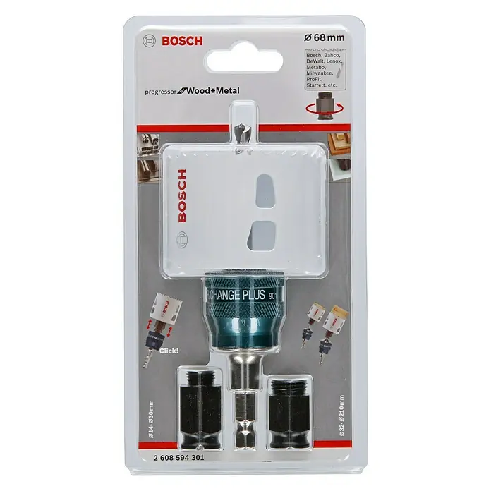 Bosch Set de sierras de corona BiM Progressor - Diámetro: 68 mm, 5 pzs. - El juego de sierra de corona Bosch Progressor Wood+Metal con un diámetro de 68 mm, ideal para trabajar madera y metal.