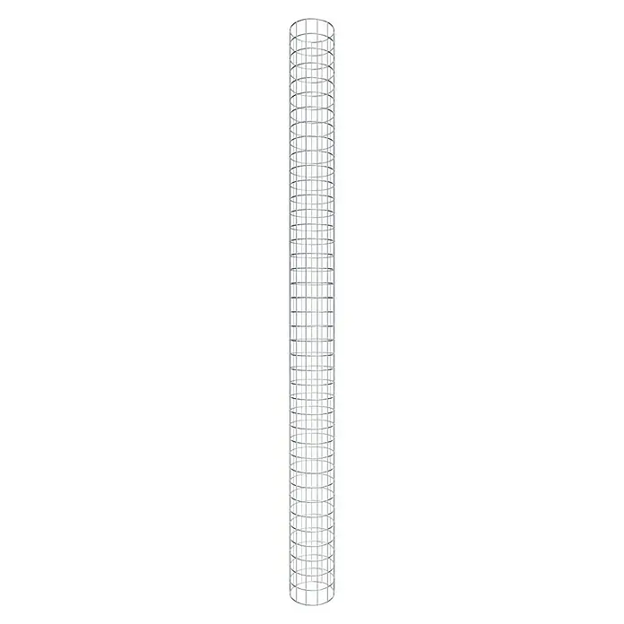 Gabiona Gabionensäule - Durchmesser: 22 cm, Stahl, Maschenbreite: 50 mm, Maschenhöhe: 50 mm, Verschlussart Gabione: Spirale - Das Bild zeigt ein hohes, schlankes Regal mit vielen offenen Fächern, ideal zur Aufbewahrung und Präsentation verschiedener Gegenstände.