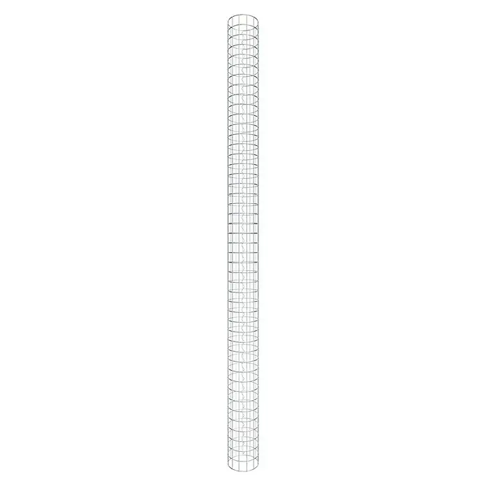 Gabiona Gabionensäule - Durchmesser: 22 cm, Höhe: 230 cm, Stahl, Maschenbreite: 50 mm, Maschenhöhe: 50 mm - Das hochaufragende, silberfarbene Gerüst besteht aus filigranen Gitterstrukturen und verleiht dem Design eine moderne und industrielle Ästhetik.