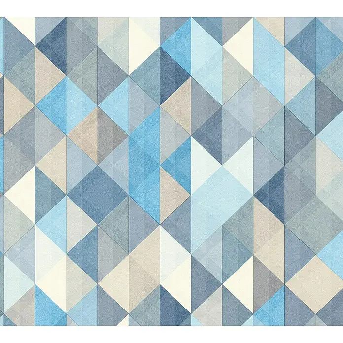 A.S. Création Skandinavian 2 Vliestapete Spot 4 Grafik - Blau/Creme, Grafisch, 10,05 x 0,53 m - Abstraktes geometrisches Muster mit Dreiecken in Blau-, Grau- und Beigetönen für eine moderne und stilvolle Wandgestaltung.