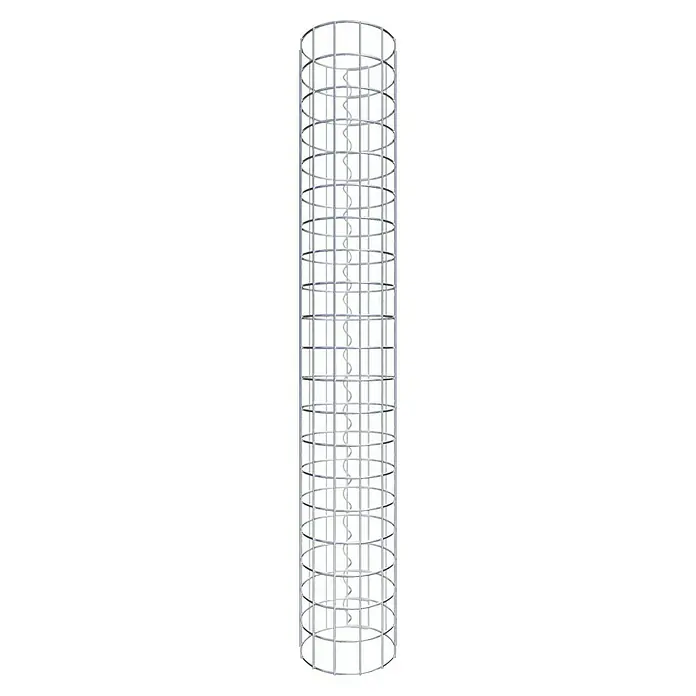 Gabiona Gabionensäule - Durchmesser: 22 cm, Höhe: 100 cm, Stahl, Maschenbreite: 50 mm, Maschenhöhe: 50 mm - Ein vertikaler zylindrischer Käfig mit einer spiralförmigen Struktur im Inneren, ideal für Kletterpflanzen im Garten oder auf dem Balkon.