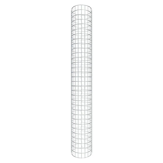 Gabiona Gabionensäule - Durchmesser: 37 cm, Höhe: 160 cm, Stahl, Maschenbreite: 50 mm, Maschenhöhe: 50 mm, Spirale - Das Bild zeigt eine schlanke, silberfarbene Pflanzsäule mit einem Gittermuster und einer spiralförmigen Rankhilfe im Inneren.