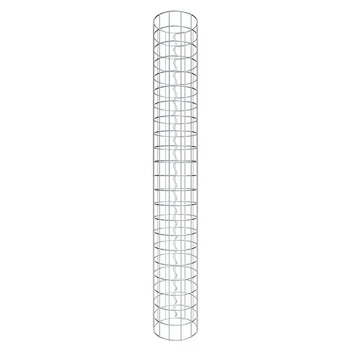 Gabiona Gabionensäule - Durchmesser: 22 cm, Höhe: 110 cm, Stahl, Maschenbreite: 50 mm, Maschenhöhe: 50 mm - Schlanker, zylindrischer Gitterkäfig mit spiralförmiger Struktur im Inneren. Das Produkt ist aus Metall und hat ein modernes Aussehen.