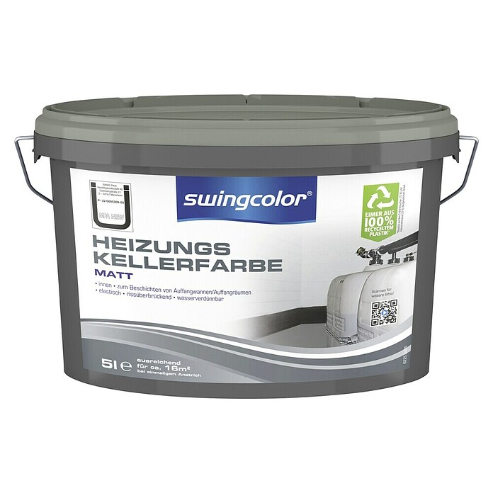 swingcolor Heizungskellerfarbe (Grau, 5 l, Seidenmatt, Rissüberbrückend)